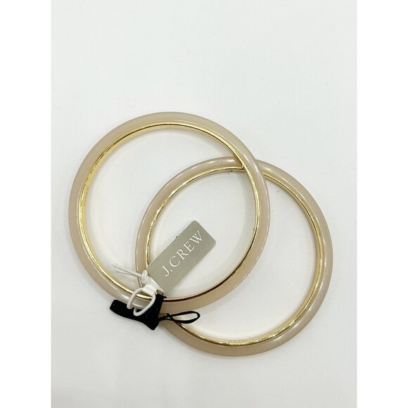 J. Crew Thin Resin Bangle Set of 2 in Cream / Gold Tone - NWT - Picture 2 of 5